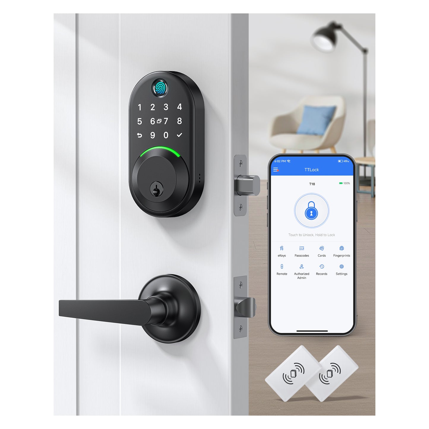 WiseGear T18H Smart Deadbolt with Handle Set